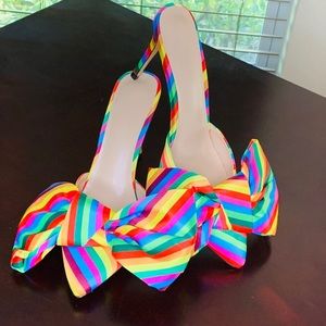 Multi color striped mules